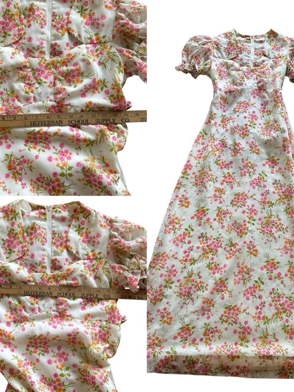 Vintage 70s boho floral puff sleeve maxi dress - Picture 8 of 8